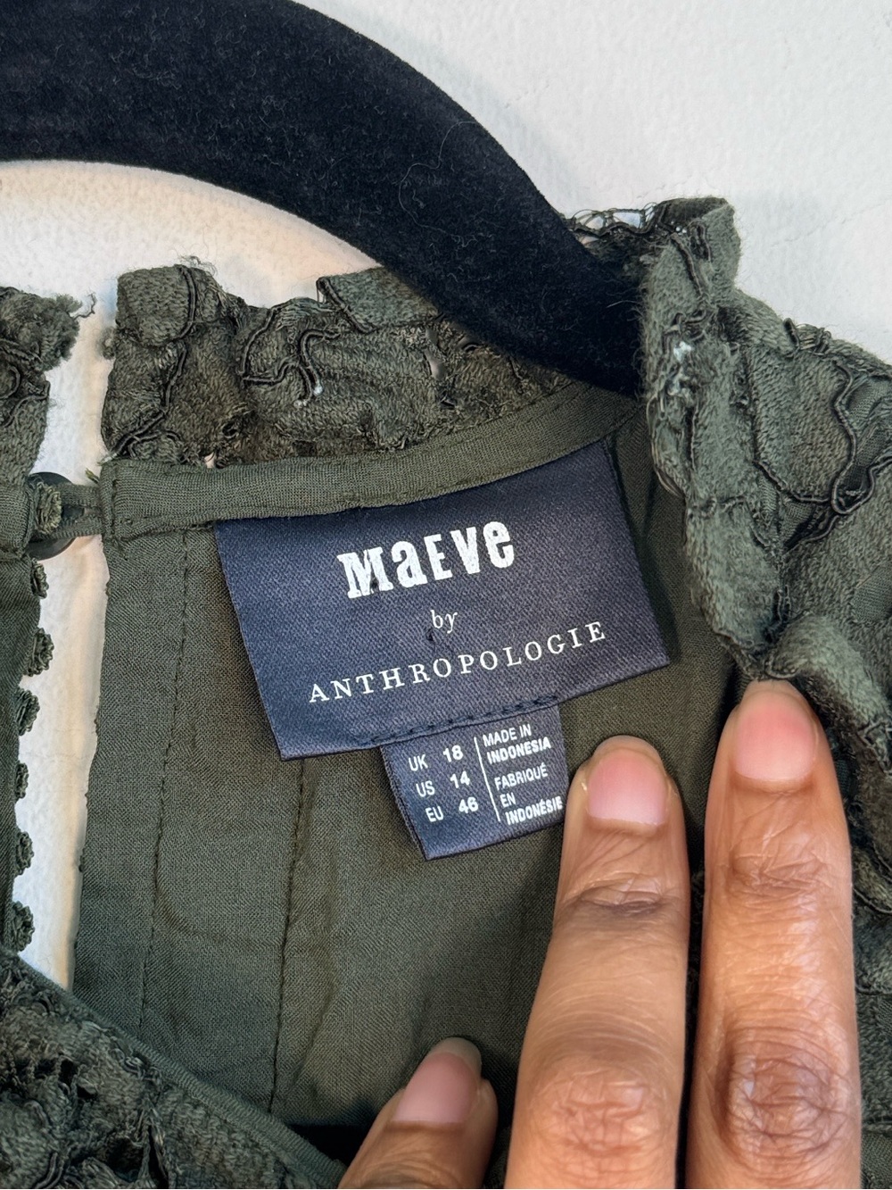 Maeve Olive Green Lace Ruffle Sleeve Blouse - Picture 6 of 6